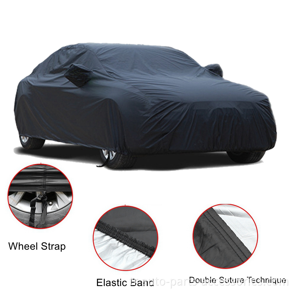 Tüm hava durumu koruması ağır hizmet tipi polyester pamuk kumaş özelleştirilmiş kilitlenebilir araba kapağı siyah